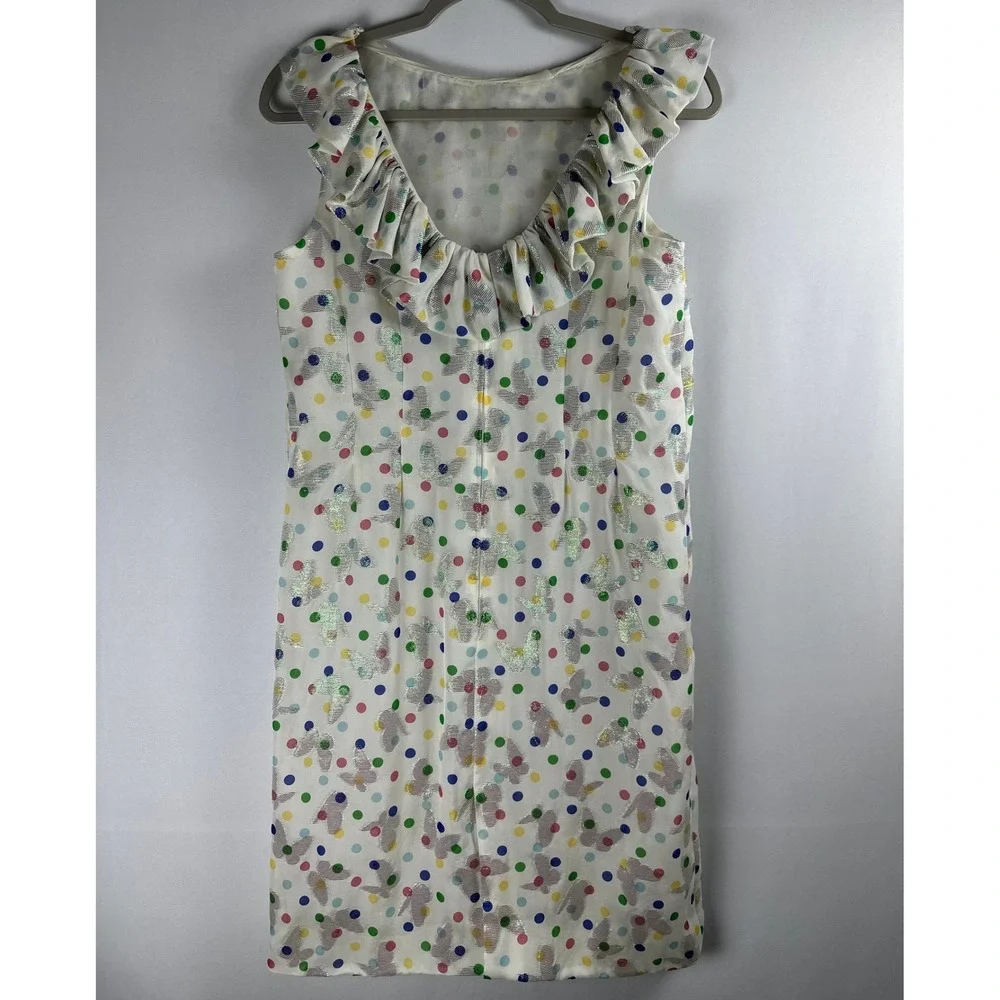Paola Quadretti Couture Silk Dress S Ivory Polka Dot Ungaro‎ Fabric Made Italy